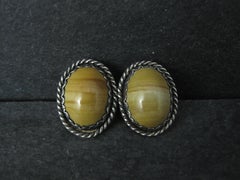 Vintage Southwestern Picture Jasper Earrings Sterling Silver