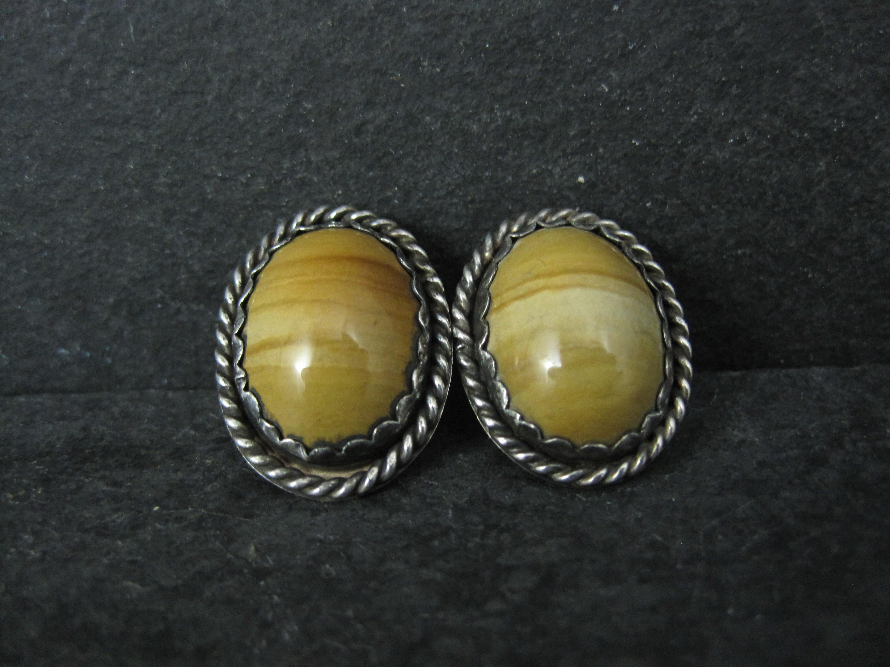 Vintage Southwestern Bild Jaspis Ohrringe Sterling Silber (Indigene Kunst (Nord-/Südamerika)) im Angebot