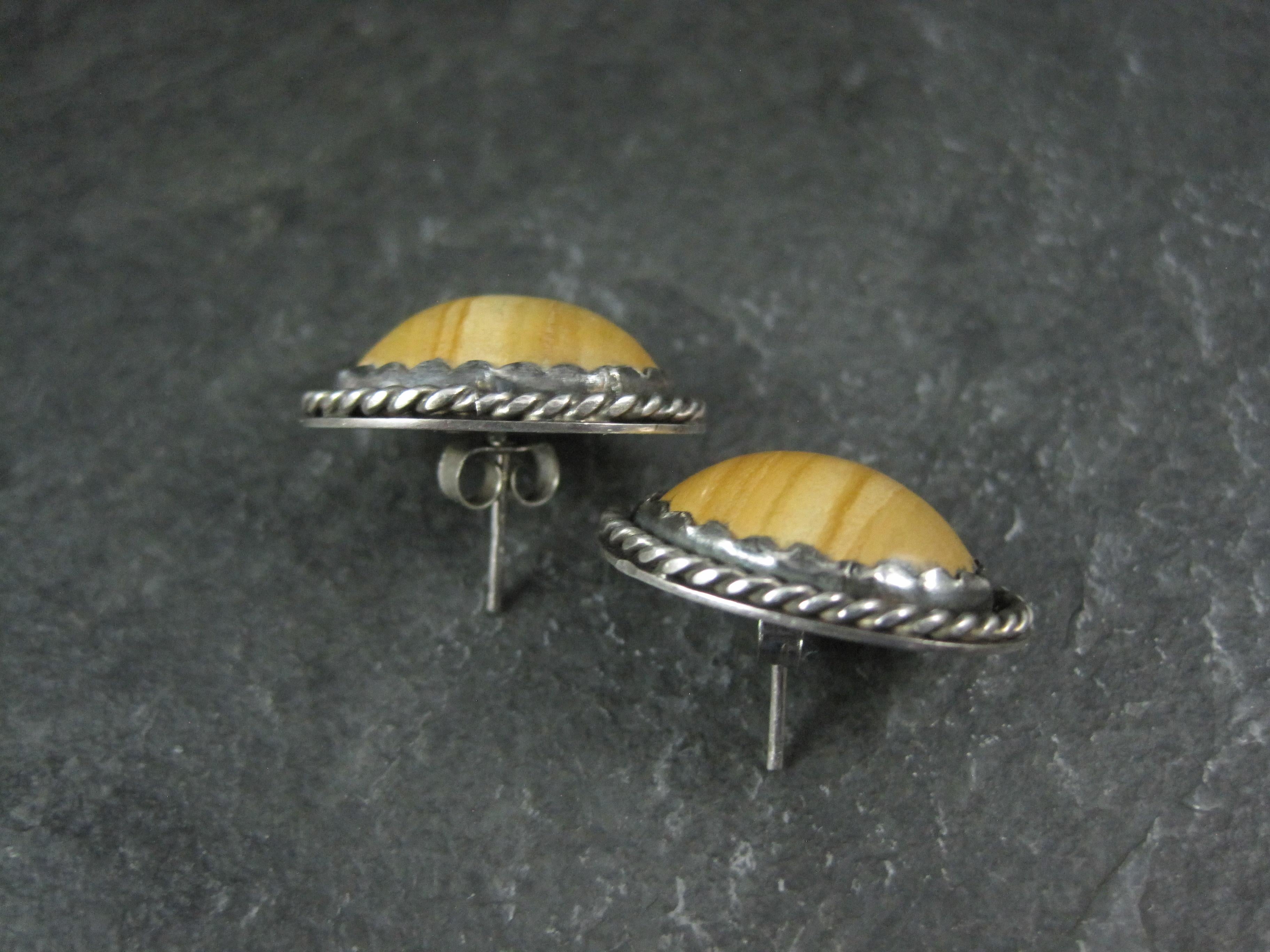Vintage Southwestern Bild Jaspis Ohrringe Sterling Silber im Zustand „Hervorragend“ im Angebot in Webster, SD