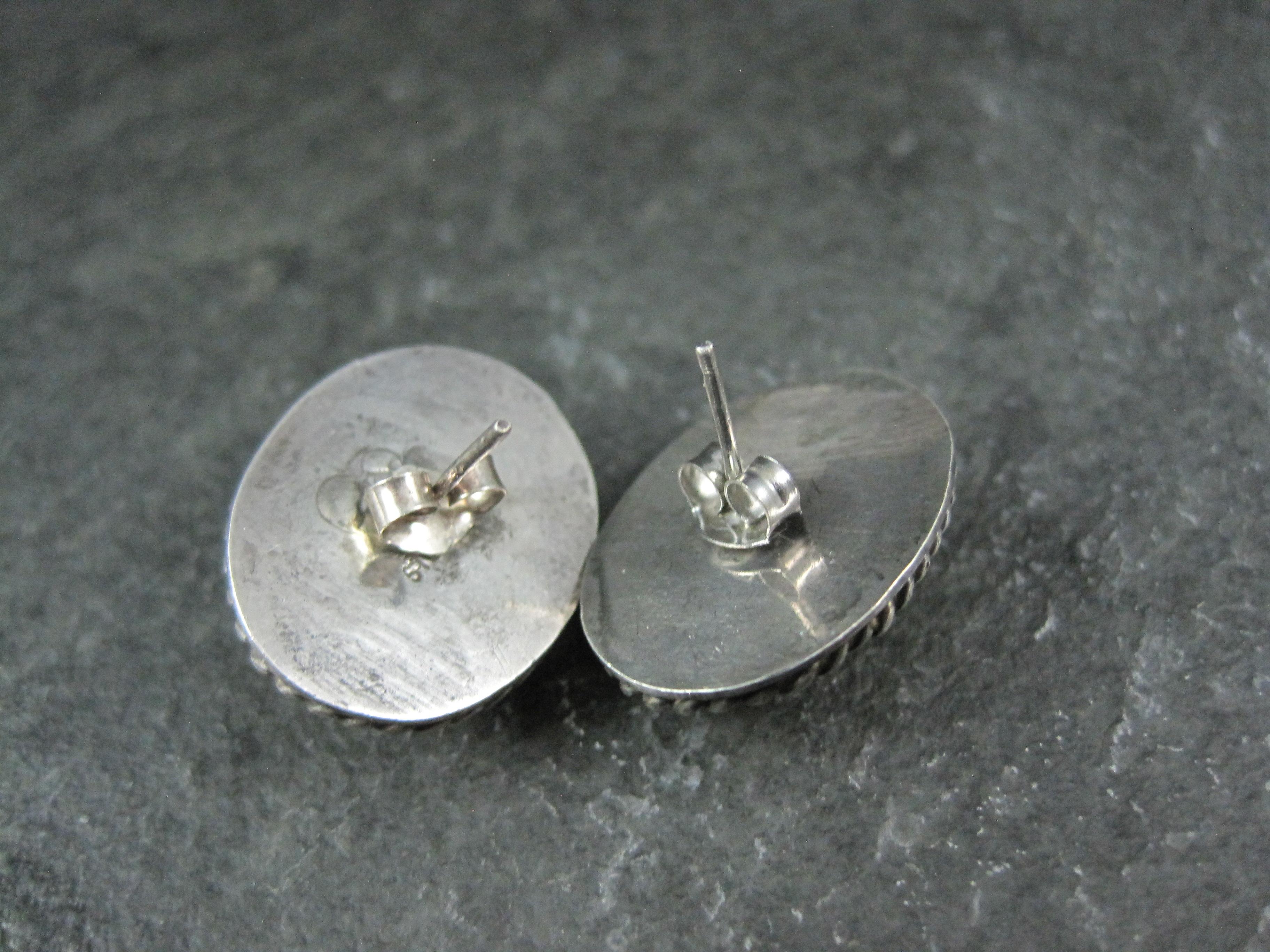 Vintage Southwestern Bild Jaspis Ohrringe Sterling Silber Damen im Angebot