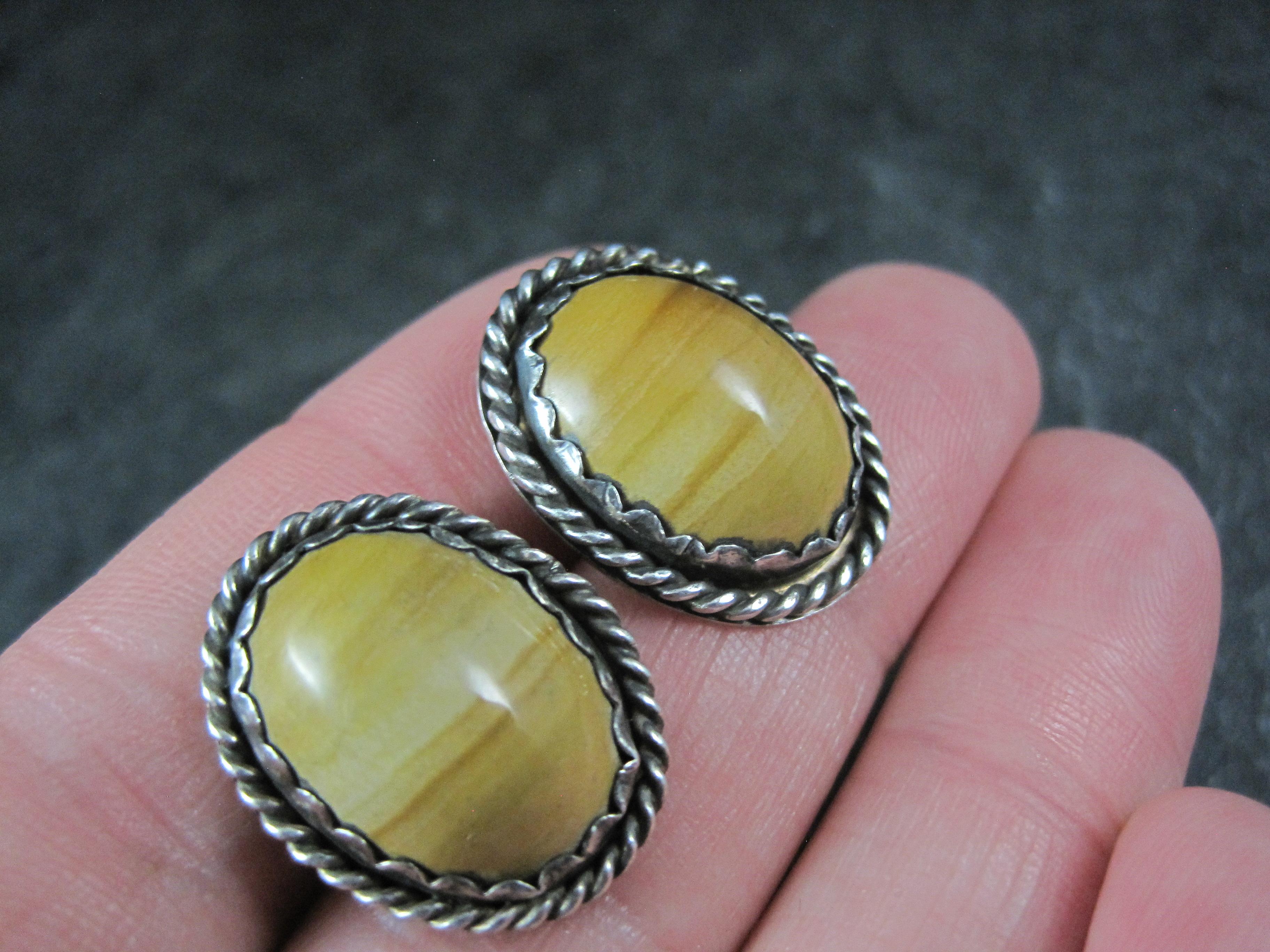 Vintage Southwestern Bild Jaspis Ohrringe Sterling Silber im Angebot 2