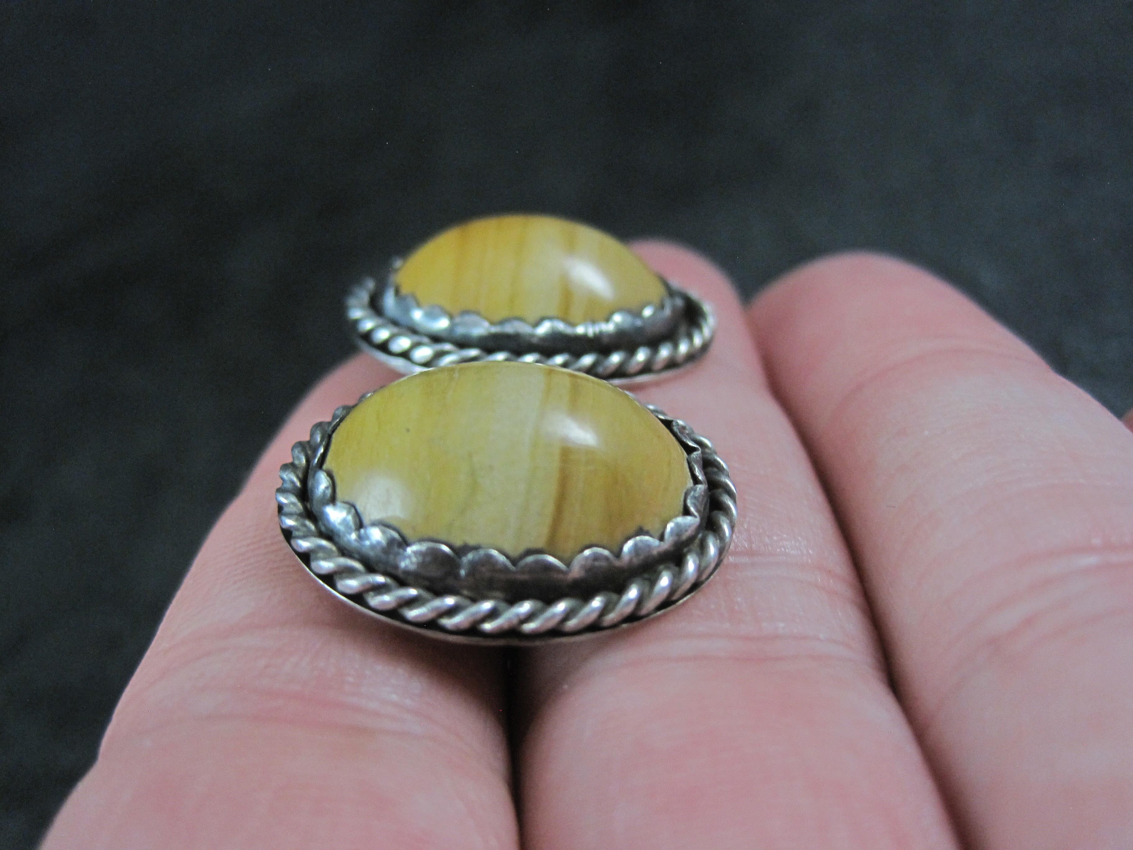 Vintage Southwestern Bild Jaspis Ohrringe Sterling Silber im Angebot 3