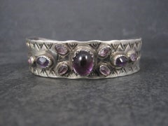 Bracciale vintage Southwestern in sterling con ametista, 6,5 pollici