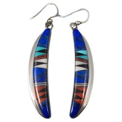 Vintage Southwestern Sterling Inlay Earrings