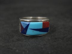Vintage Southwestern Sterling Inlay Ring Size 5.5