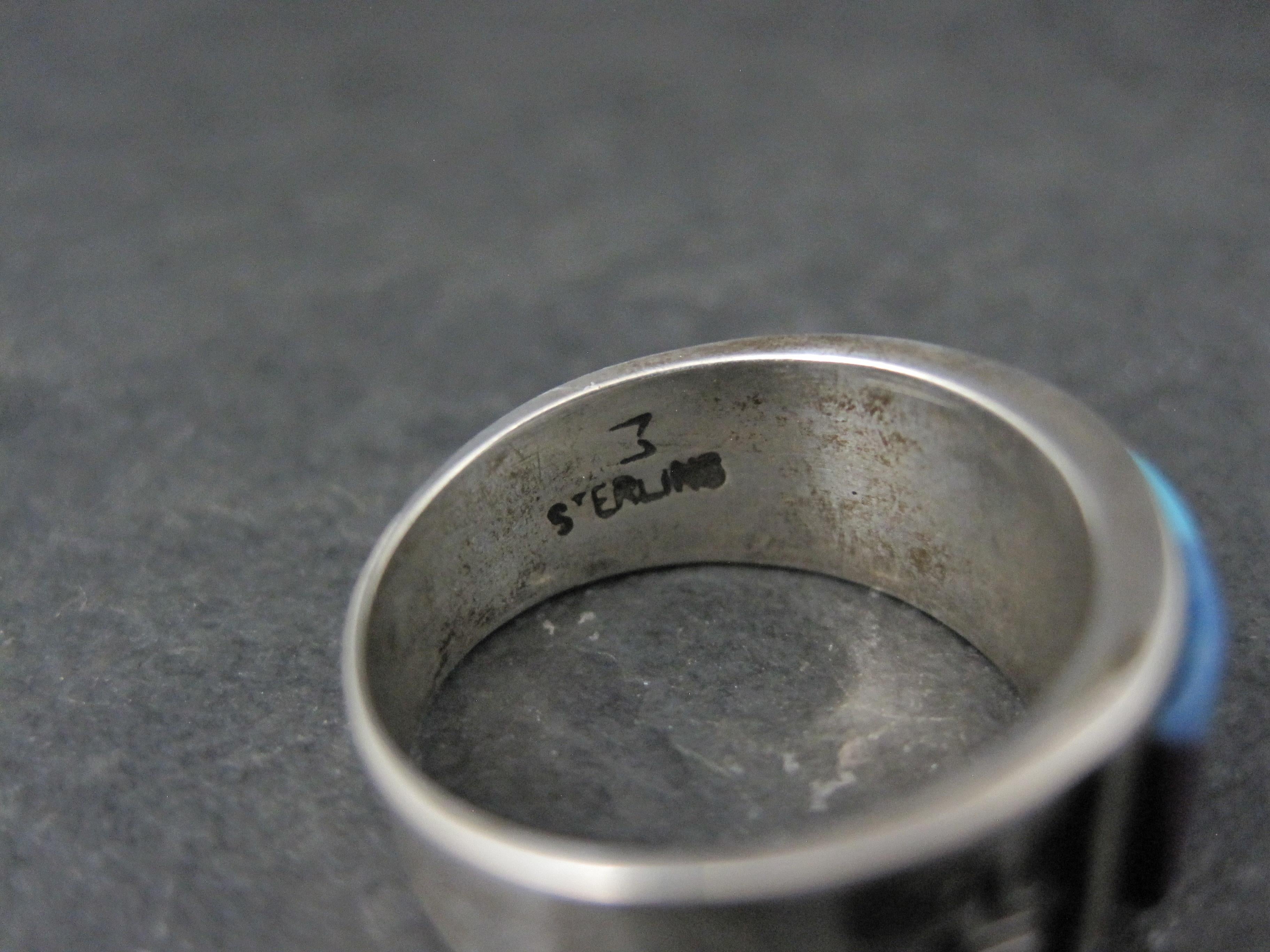 Women's Vintage Southwestern Sterling Inlay Ring Size 5.5 For Sale