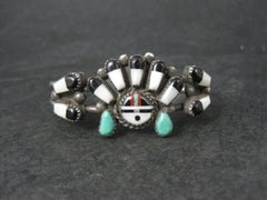 Pulsera brazalete Vintage Southwestern Sterling Inlay Sunface 6.25" (suroeste)