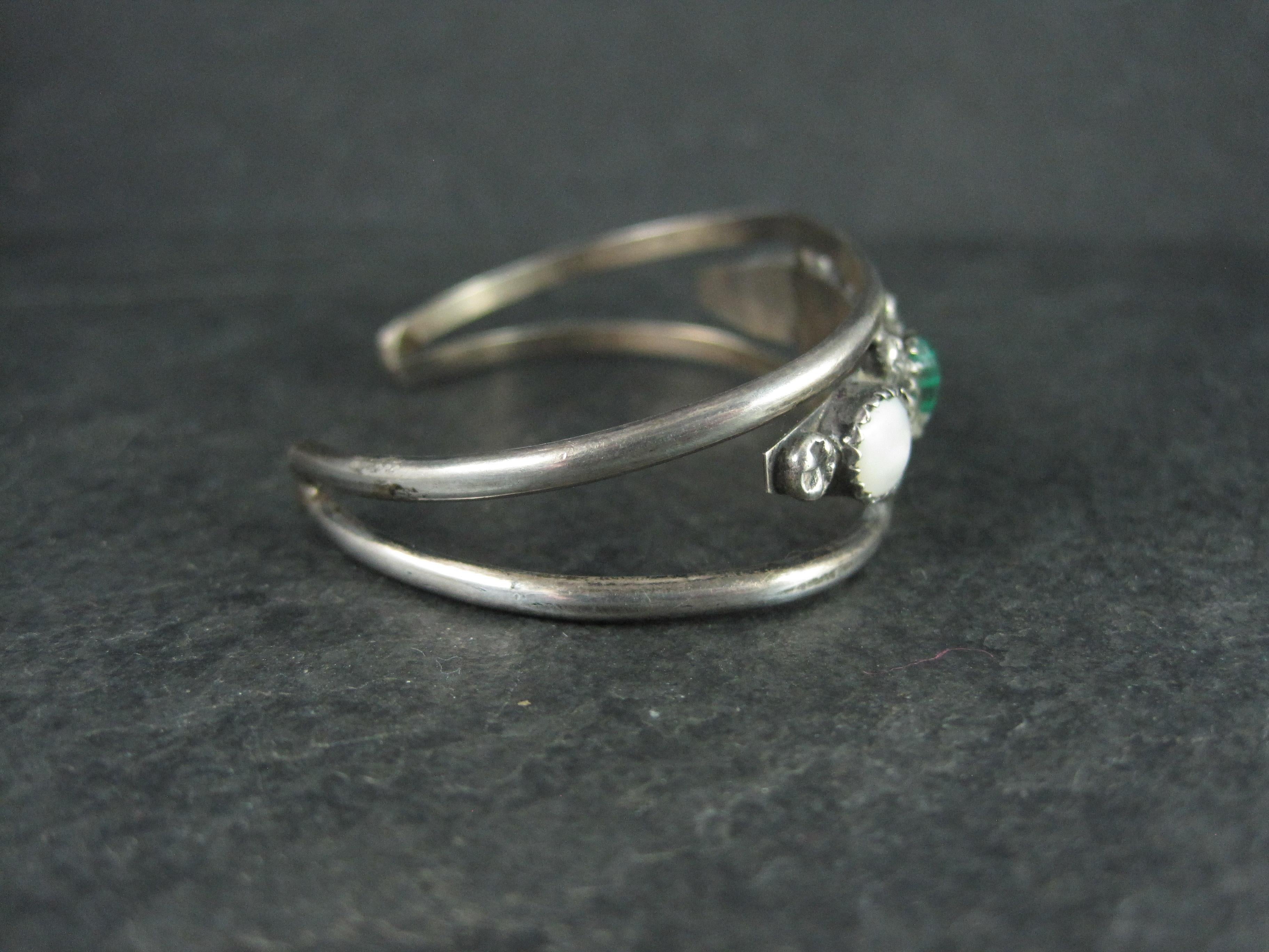 De las mujeres Brazalete Vintage Southwestern Sterling Malaquita Madreperla 6 Pulgadas en venta