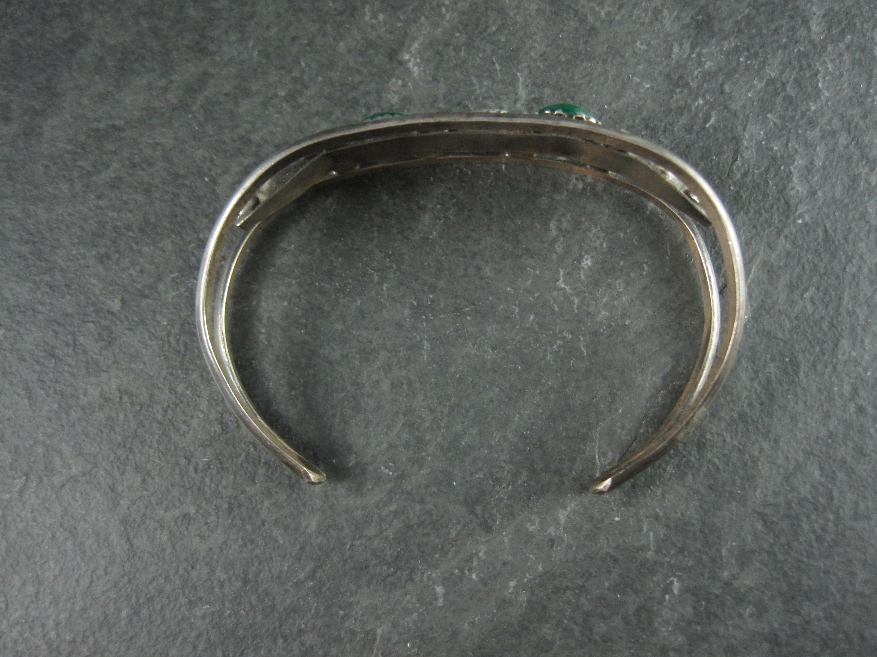 Brazalete Vintage Southwestern Sterling Malaquita Madreperla 6 Pulgadas en venta 1