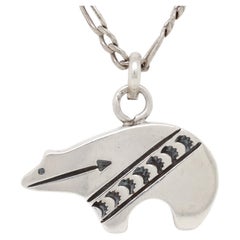 Vintage Southwestern Sterling Silver Bear Pendant for a Necklace