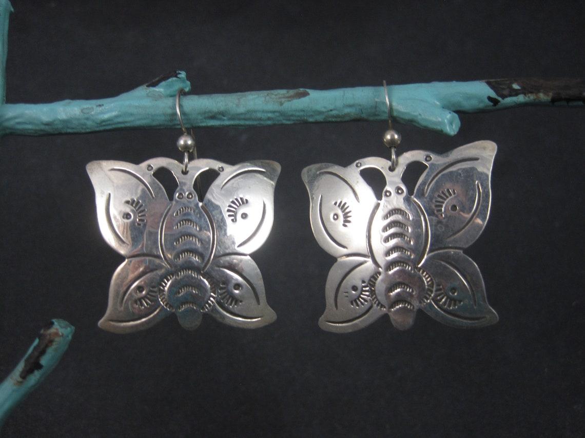 Vintage Southwestern Sterling Silber Schmetterling Ohrring im Zustand „Hervorragend“ im Angebot in Webster, SD