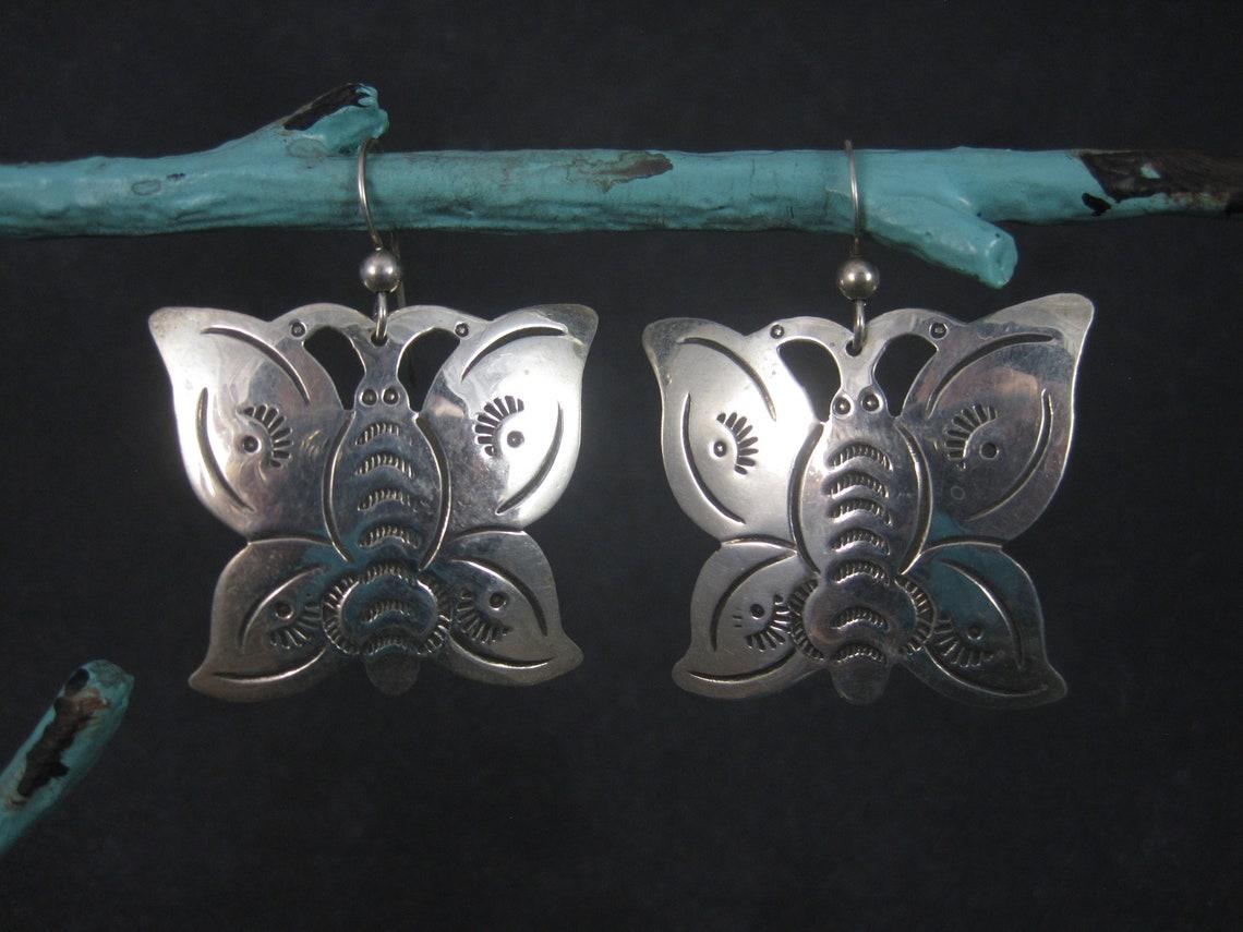 Vintage Southwestern Sterling Silber Schmetterling Ohrring Damen im Angebot