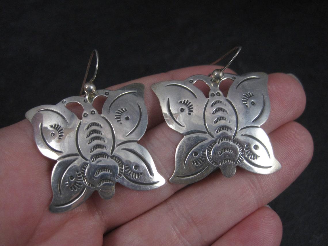 Vintage Southwestern Sterling Silber Schmetterling Ohrring im Angebot 4