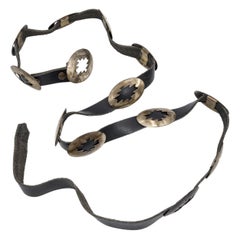 Vintage Southwestern Sterling Silver Concho Leather Belt