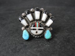 Vintage Southwestern Sterling Silver Inlaid Sunface Ring Size 10