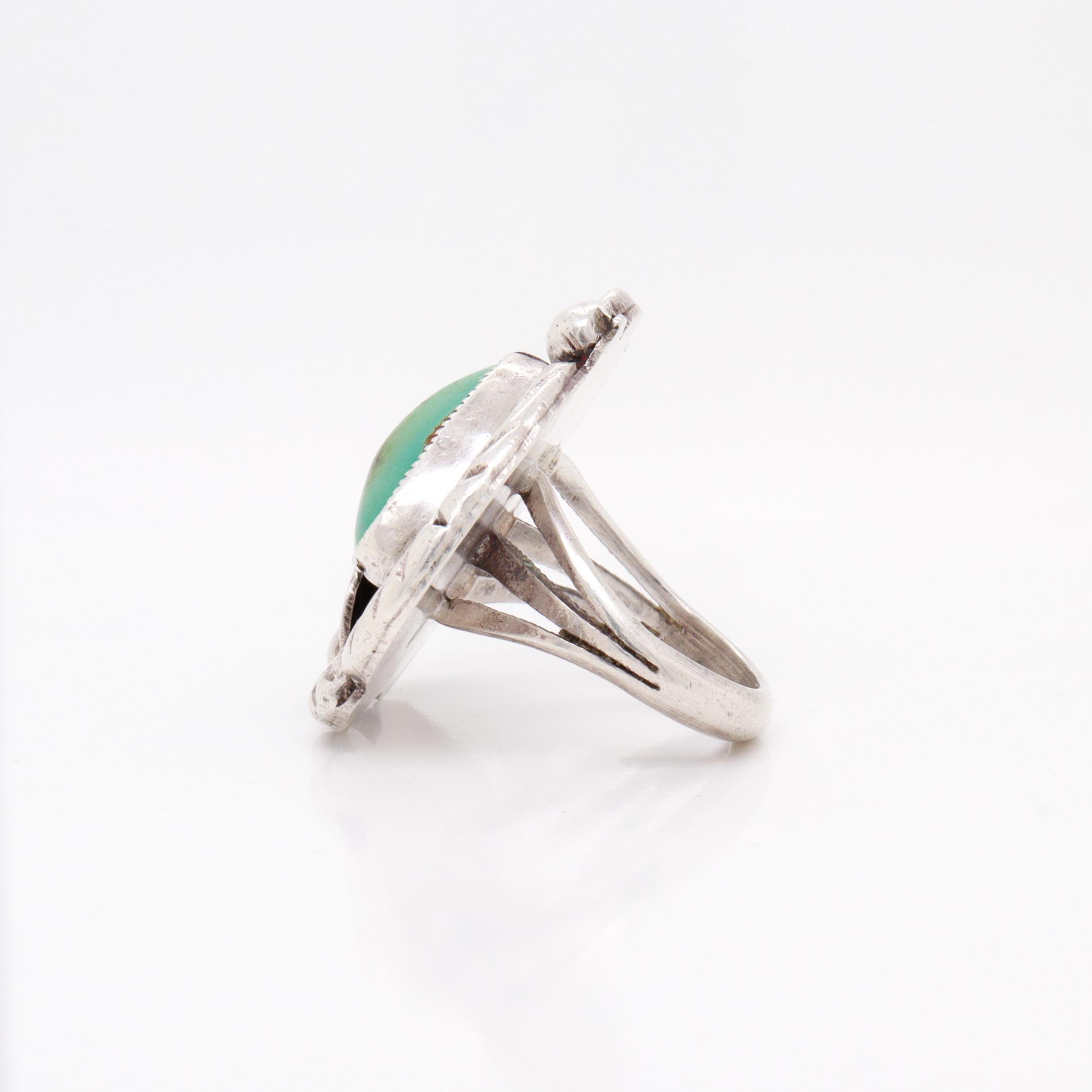Anello con cabochon di turchese e argento del sud-ovest vintage in vendita 1