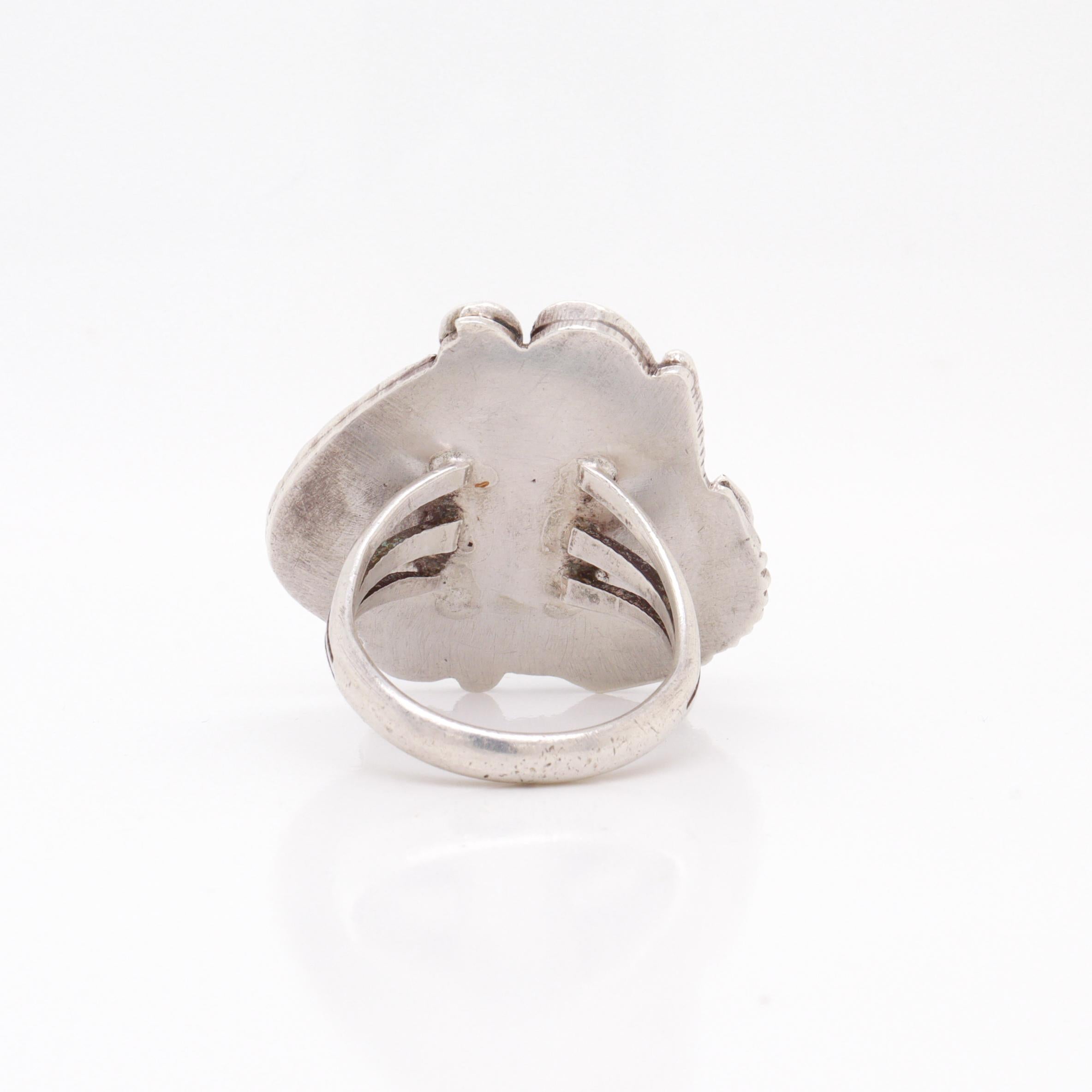Anello con cabochon di turchese e argento del sud-ovest vintage in vendita 2