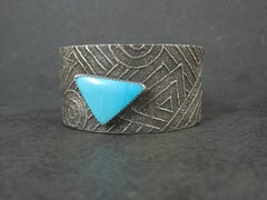 Brazalete puño vintage suroeste de turquesa fundida en tufa de ley