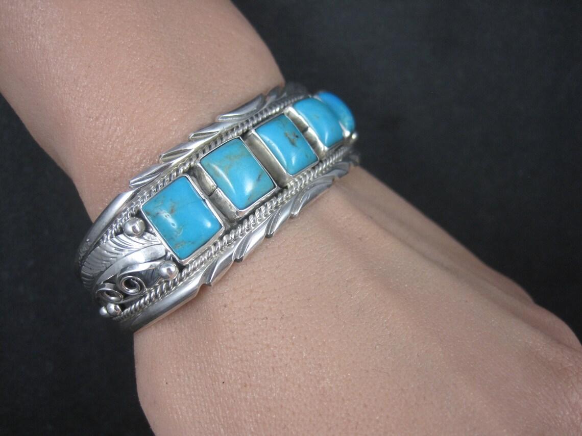 Native American Vintage Southwestern Sterling Turquoise Cuff Bracelet