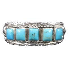 Vintage Southwestern Sterling Turquoise Cuff Bracelet