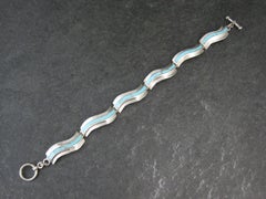 Vintage Southwestern Sterling Turquoise Inlay Toggle Bracelet