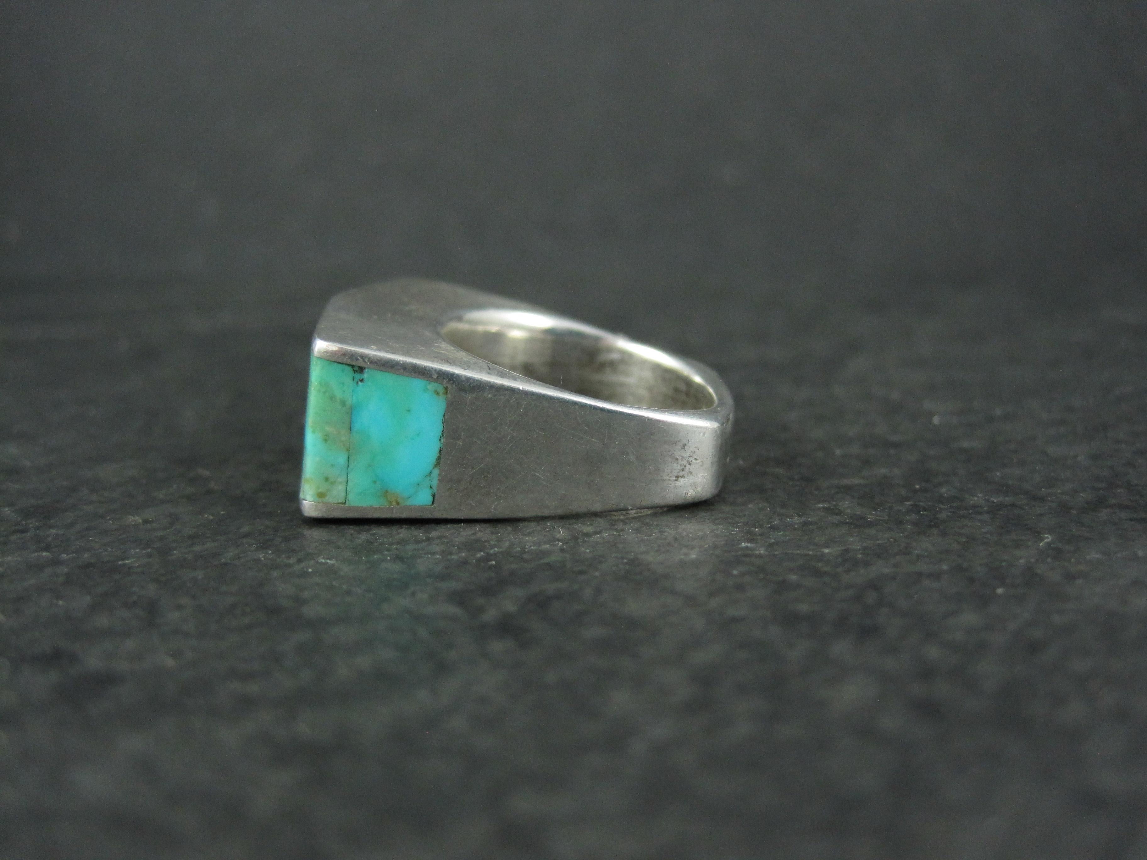 Vintage Southwestern Sterling Türkis Spiny Oyster Inlay Ring Größe 7 im Angebot 9