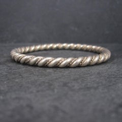 Heavy Vintage Southwestern Sterling Twisted Rope Bracelet 7.75 Inches