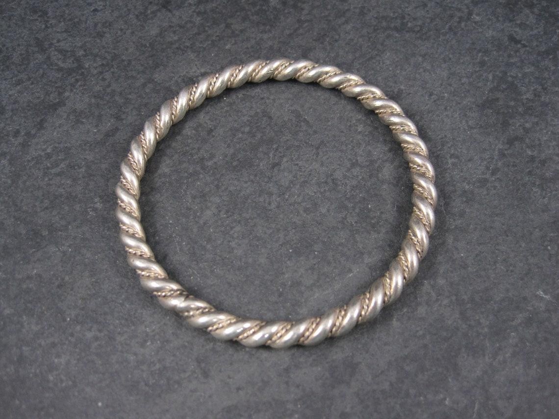Südwestliches gedrehtes Seil-Armband aus Sterling, 7,75 Zoll, Vintage Damen im Angebot