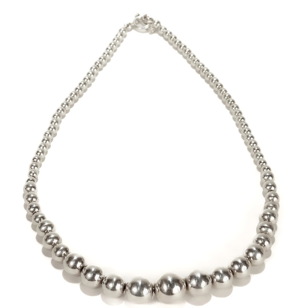 Vintage Southwestern Style abgestufte Sterling Silber Perlenkette (Indigene Kunst (Nord-/Südamerika)) im Angebot