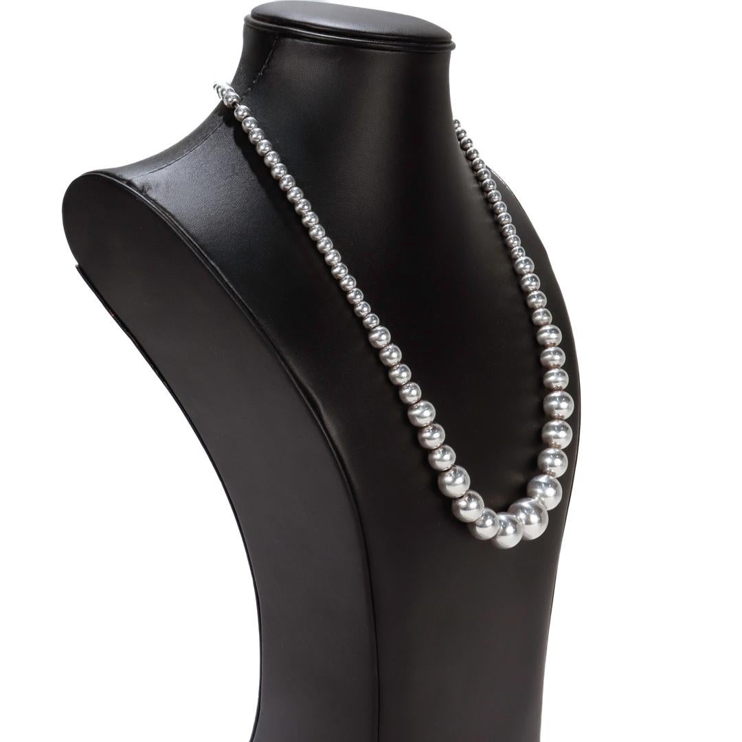 Vintage Southwestern Style abgestufte Sterling Silber Perlenkette Damen im Angebot