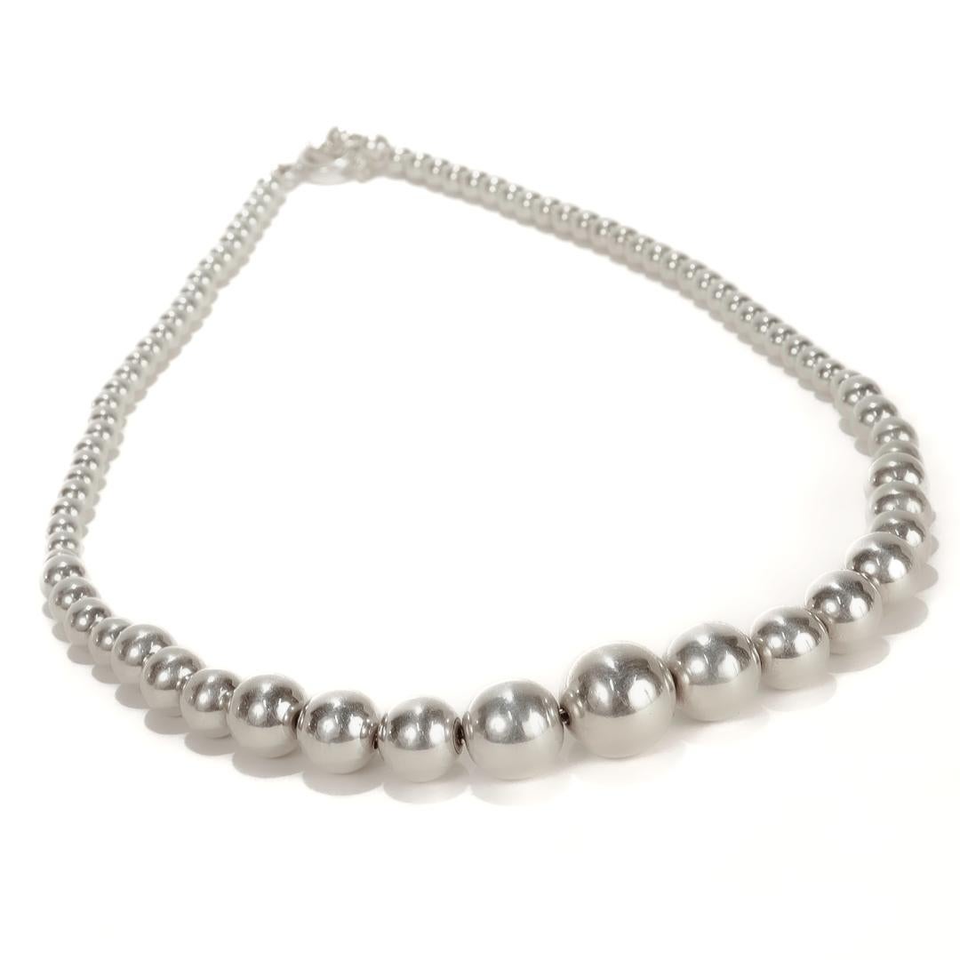 Vintage Southwestern Style abgestufte Sterling Silber Perlenkette im Angebot 1