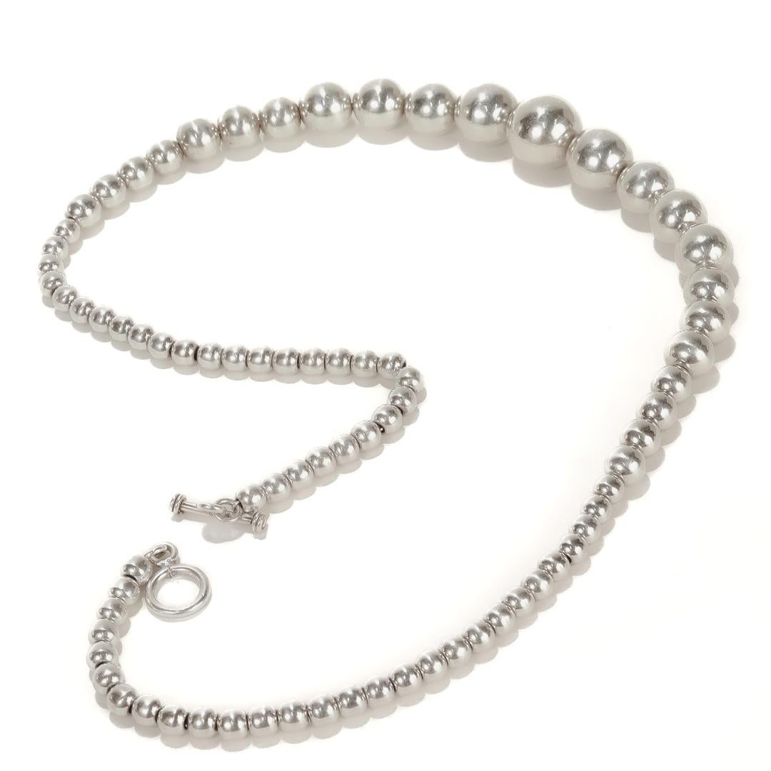 Vintage Southwestern Style abgestufte Sterling Silber Perlenkette im Angebot 2