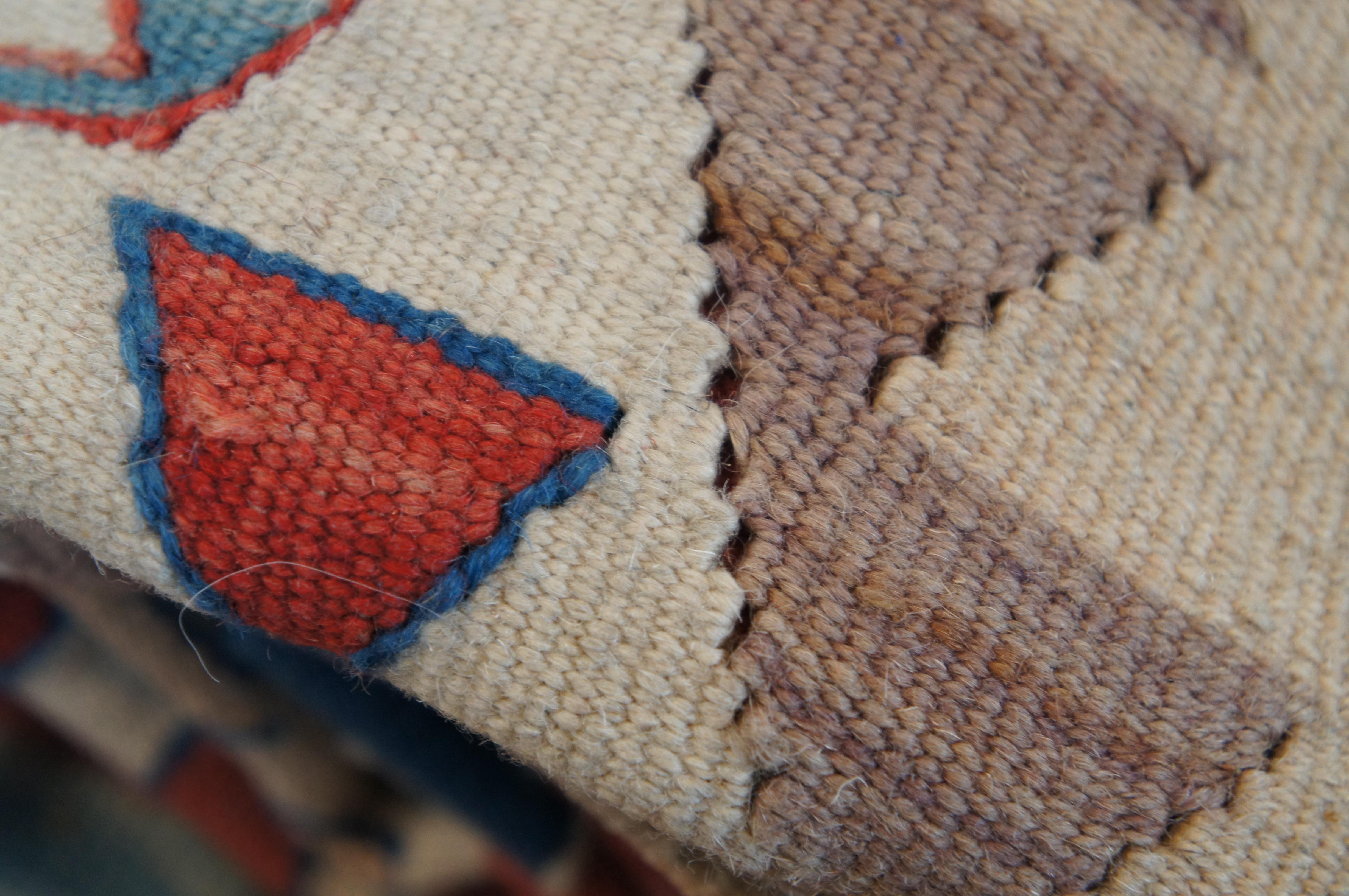 Vintage Southwestern Turkish Red & Blue Wool Flat Weave Kilim Rug Carpet For Sale 7