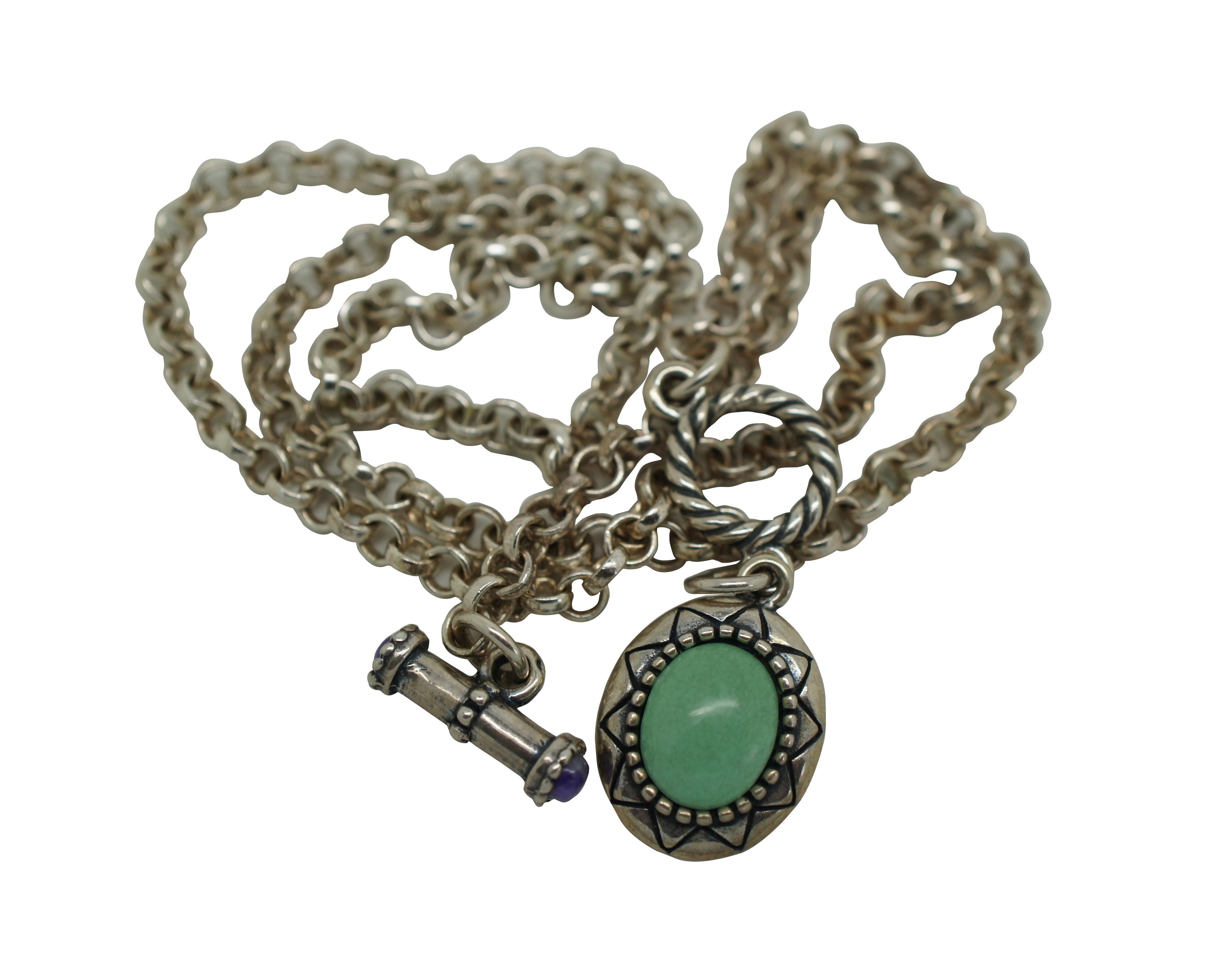 Native American Vintage Southwestern Turquoise Amethyst Sterling Silver 925 Necklace 16g