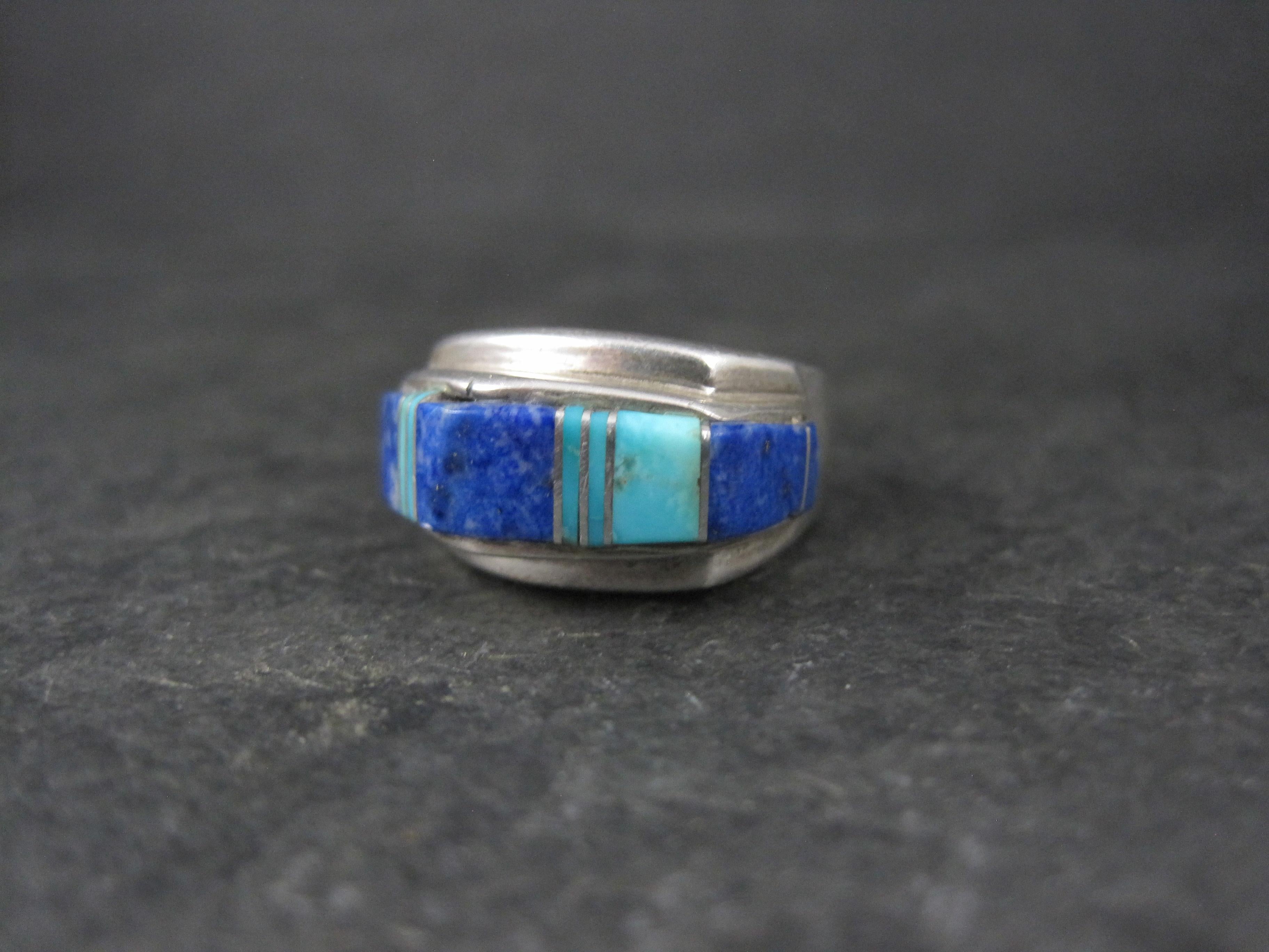 Vintage Southwestern Türkis und Lapislazuli erhabenen Inlay Ring Größe 6 im Zustand „Gut“ im Angebot in Webster, SD