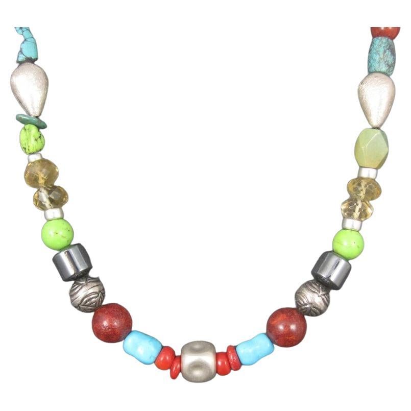 Vintage Southwestern Türkis Perlen Halskette 17,5 Zoll im Angebot