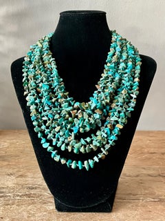 Vintage Southwestern Turquoise Chip Multi Strand Necklace