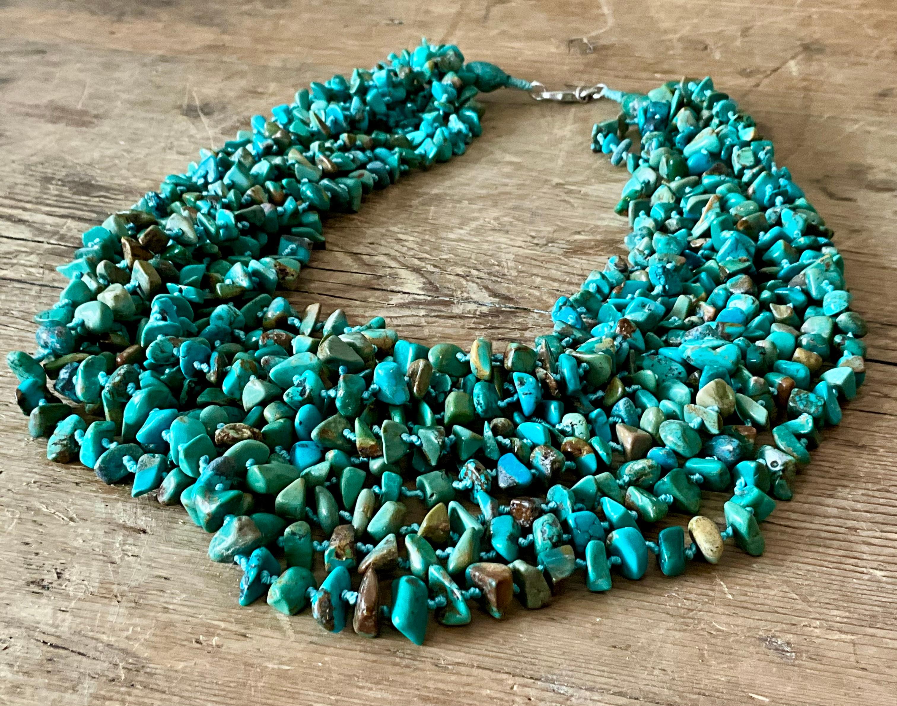 Collar Vintage de Varias Tiras de Turquesa del Sudoeste en venta 2