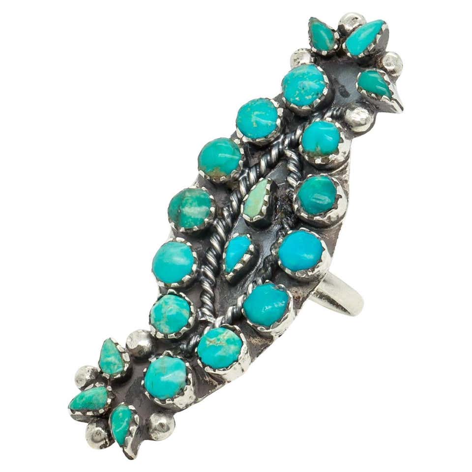 Zuni Flower Turquoise Ring For Sale at 1stDibs