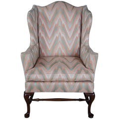 Vintage Southwood Queen Anne Mahogany Wingback Armchair Club Library George II