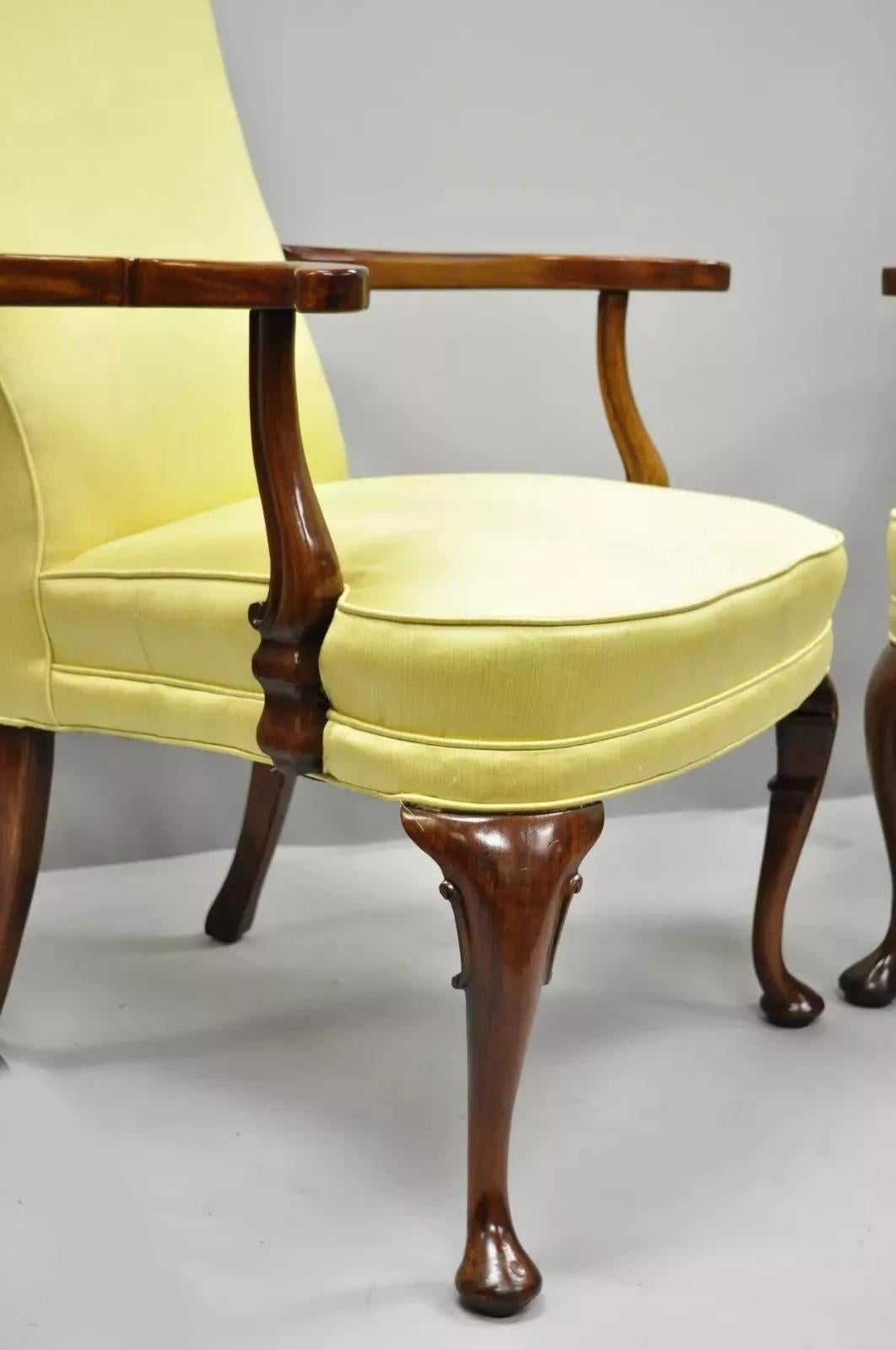 Unknown Vintage Southwood Queen Anne Style Mahogany Library Arm Chairs - a Pair For Sale