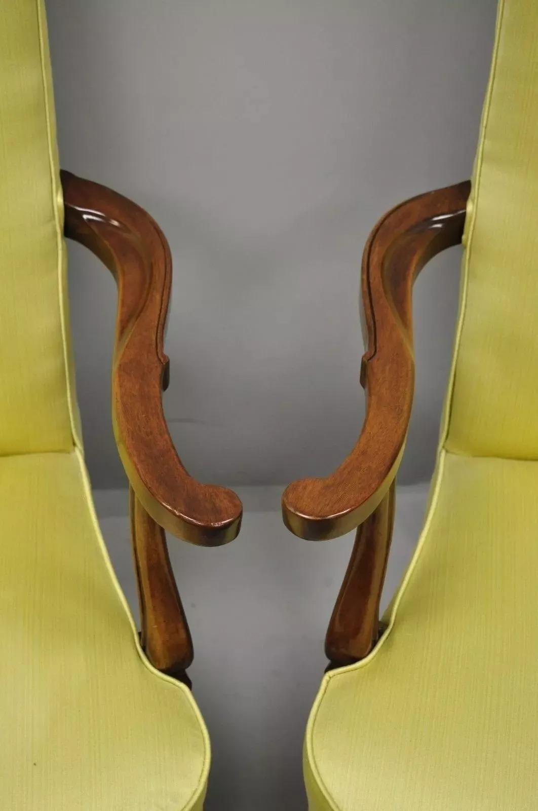 20th Century Vintage Southwood Queen Anne Style Mahogany Library Arm Chairs - a Pair For Sale