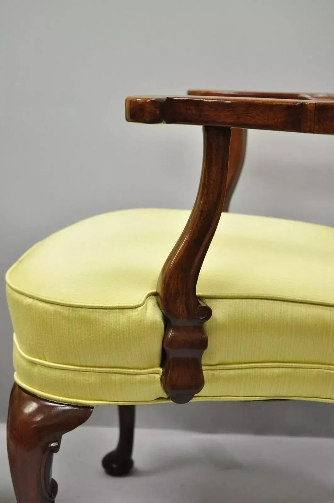 Vintage Southwood Queen Anne Style Mahogany Library Arm Chairs - a Pair For Sale 2
