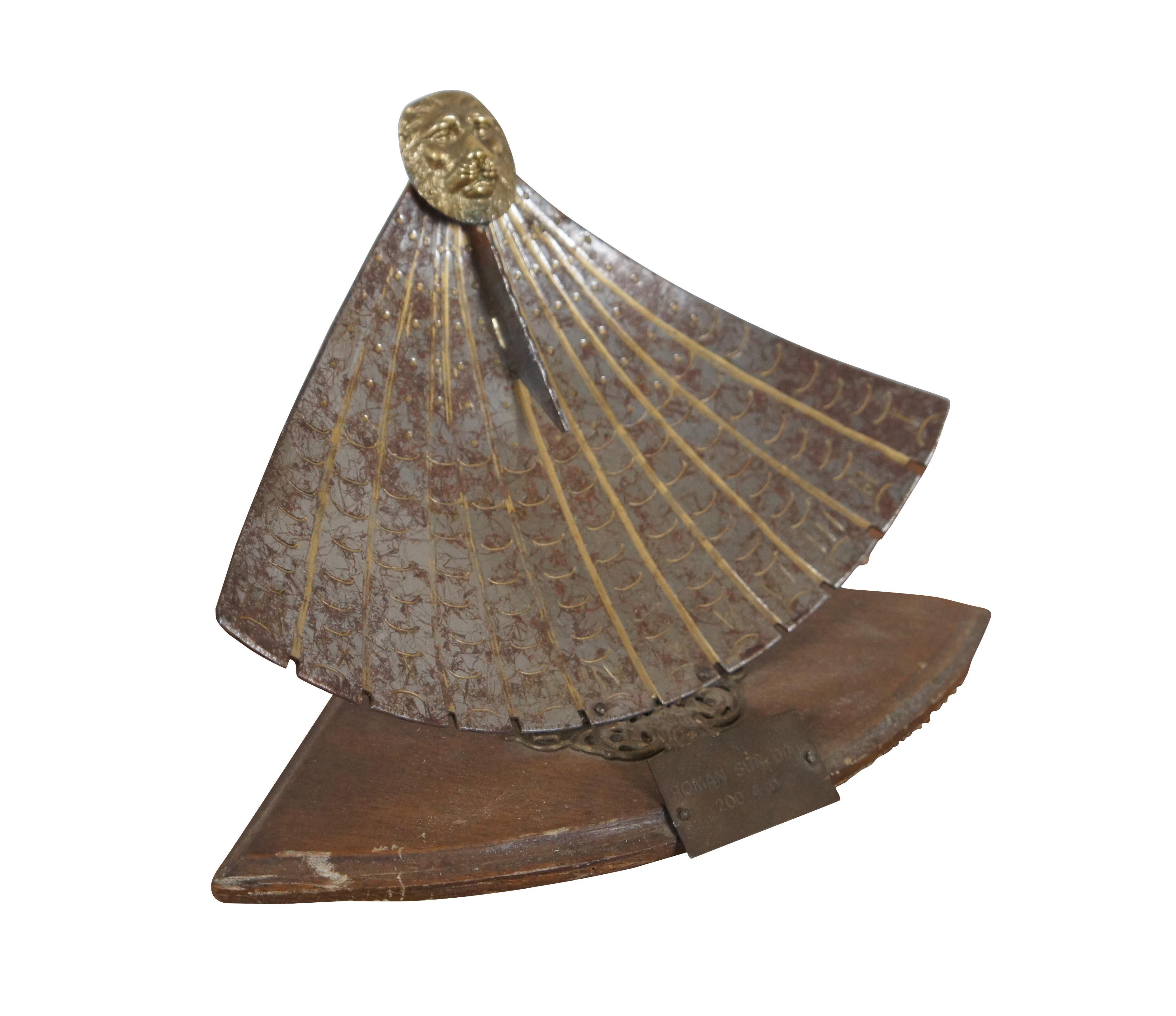 Classical Roman Vintage Souvenir Roman Sun Dial 200 AD Fan Shaped Lions Head Made in Italy 12
