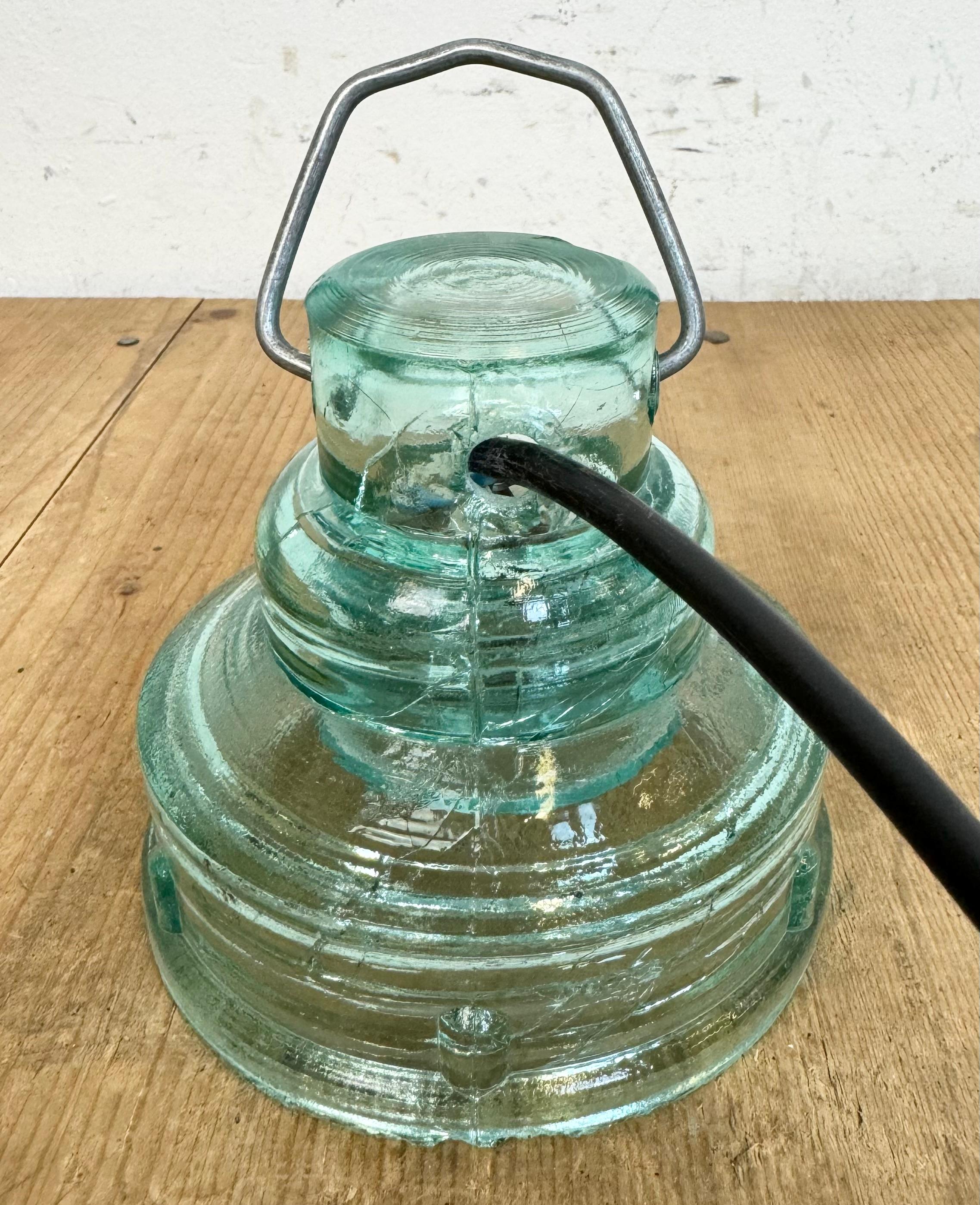 Vintage Soviet Green Glass Hanging Light, 1960s For Sale 11