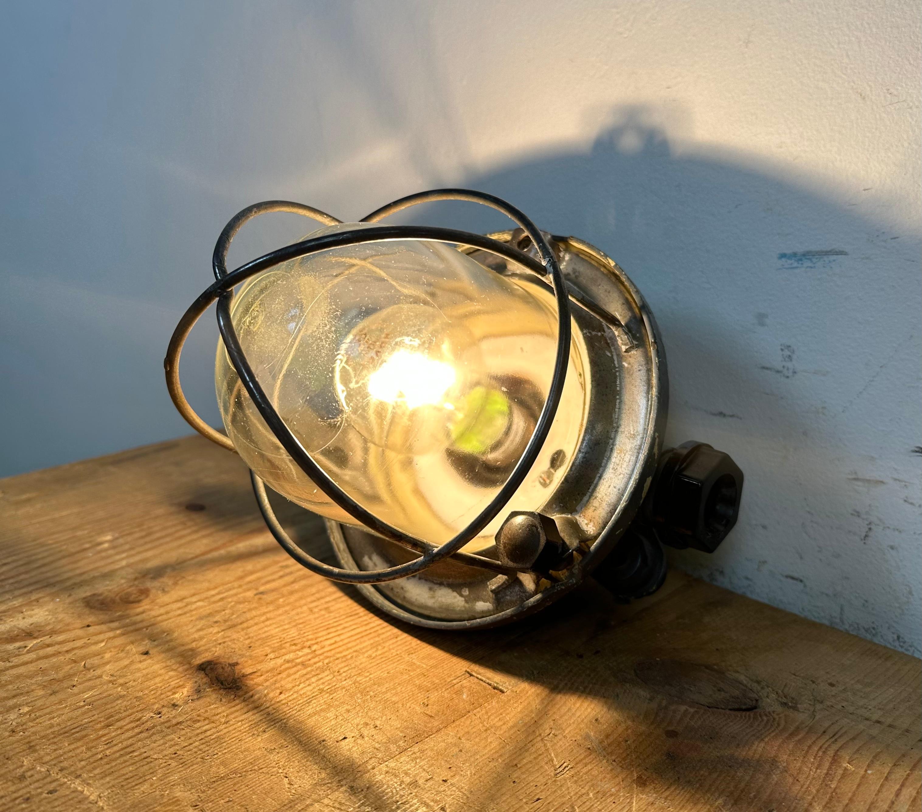 Vintage Soviet Ship Ceiling or Wall Cage Light, 1960s For Sale 3