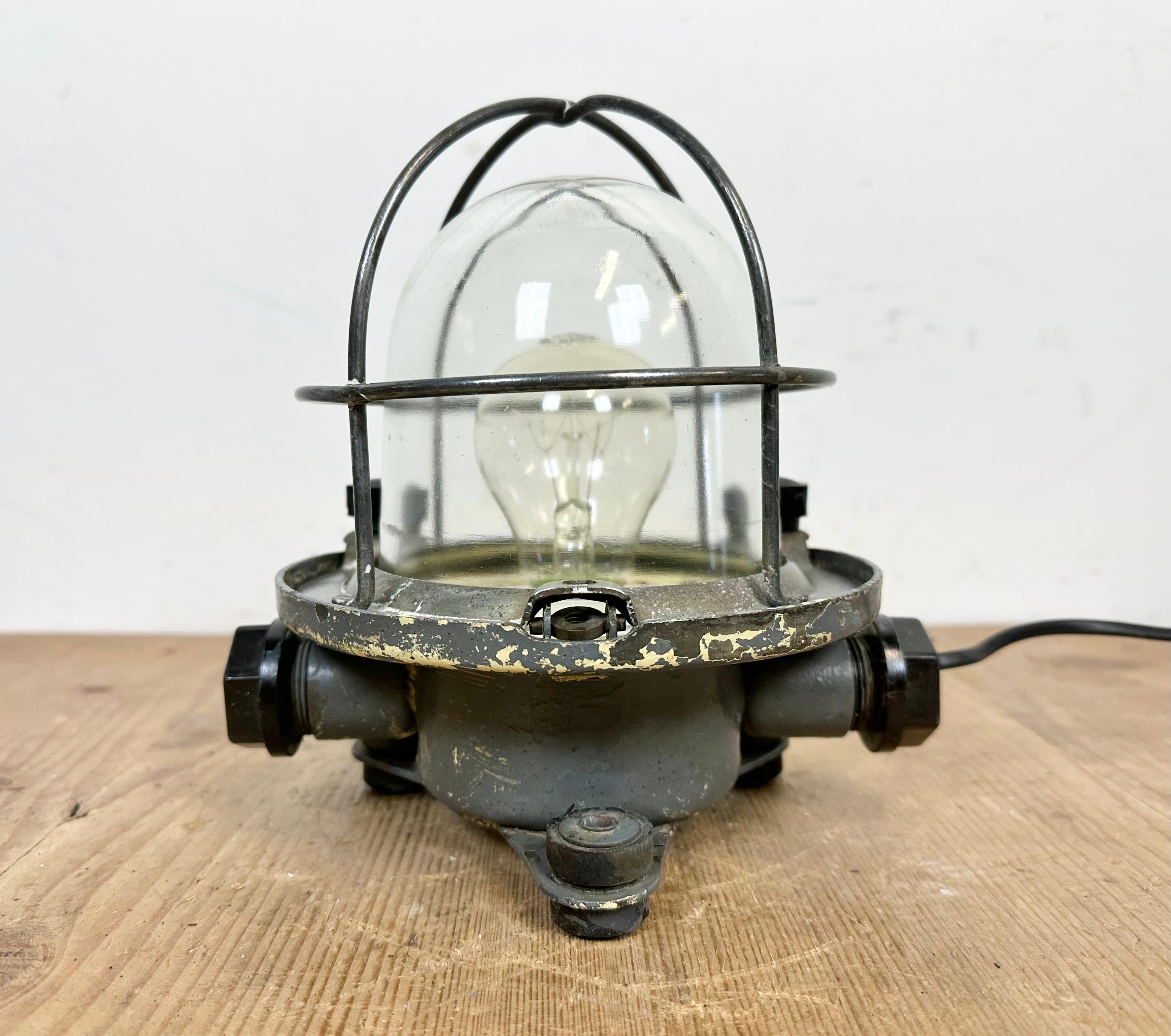 Vintage Soviet Ship Ceiling or Wall Cage Light, 1960s In Good Condition For Sale In Kojetice, CZ