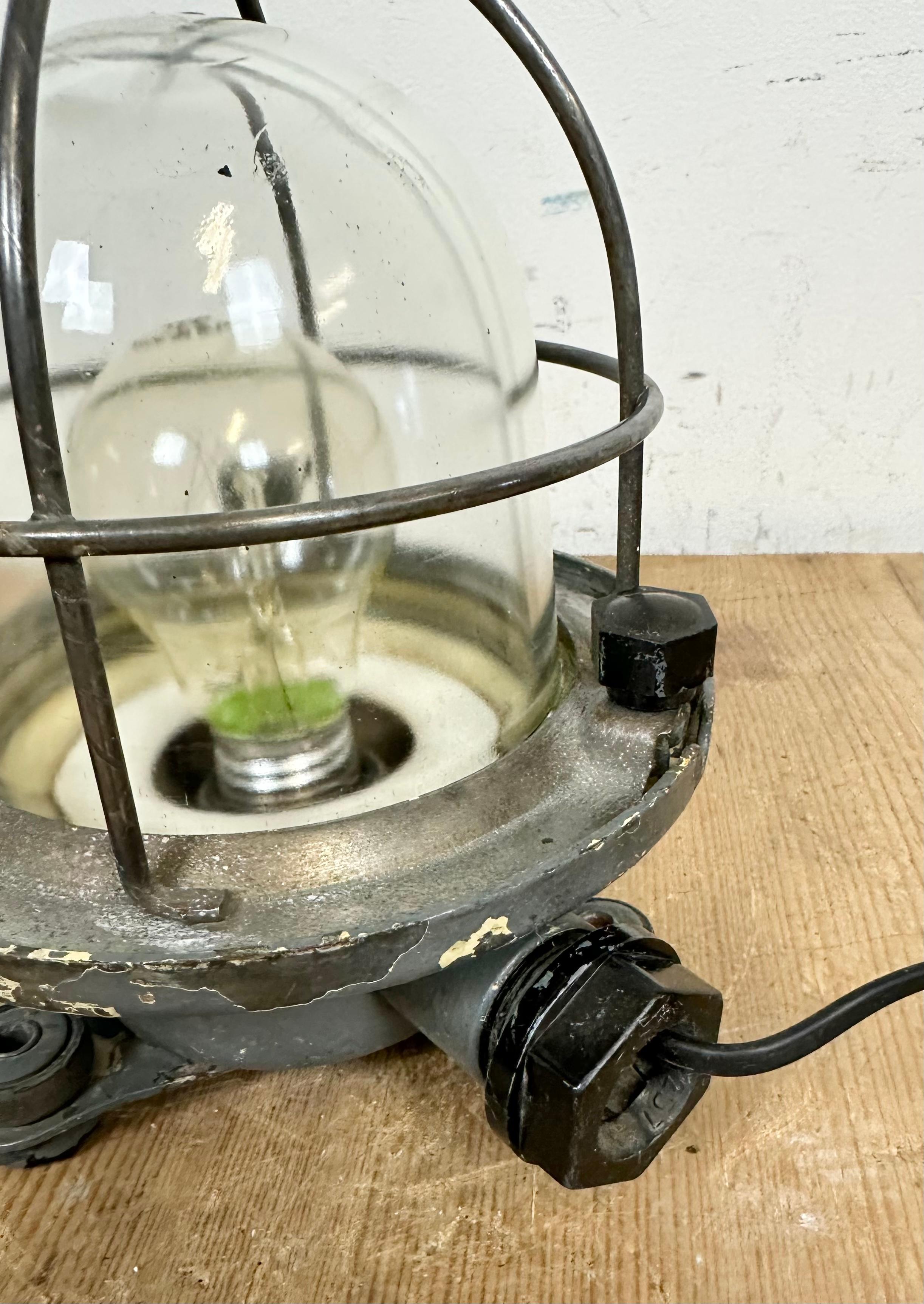 Glass Vintage Soviet Ship Ceiling or Wall Cage Light, 1960s For Sale