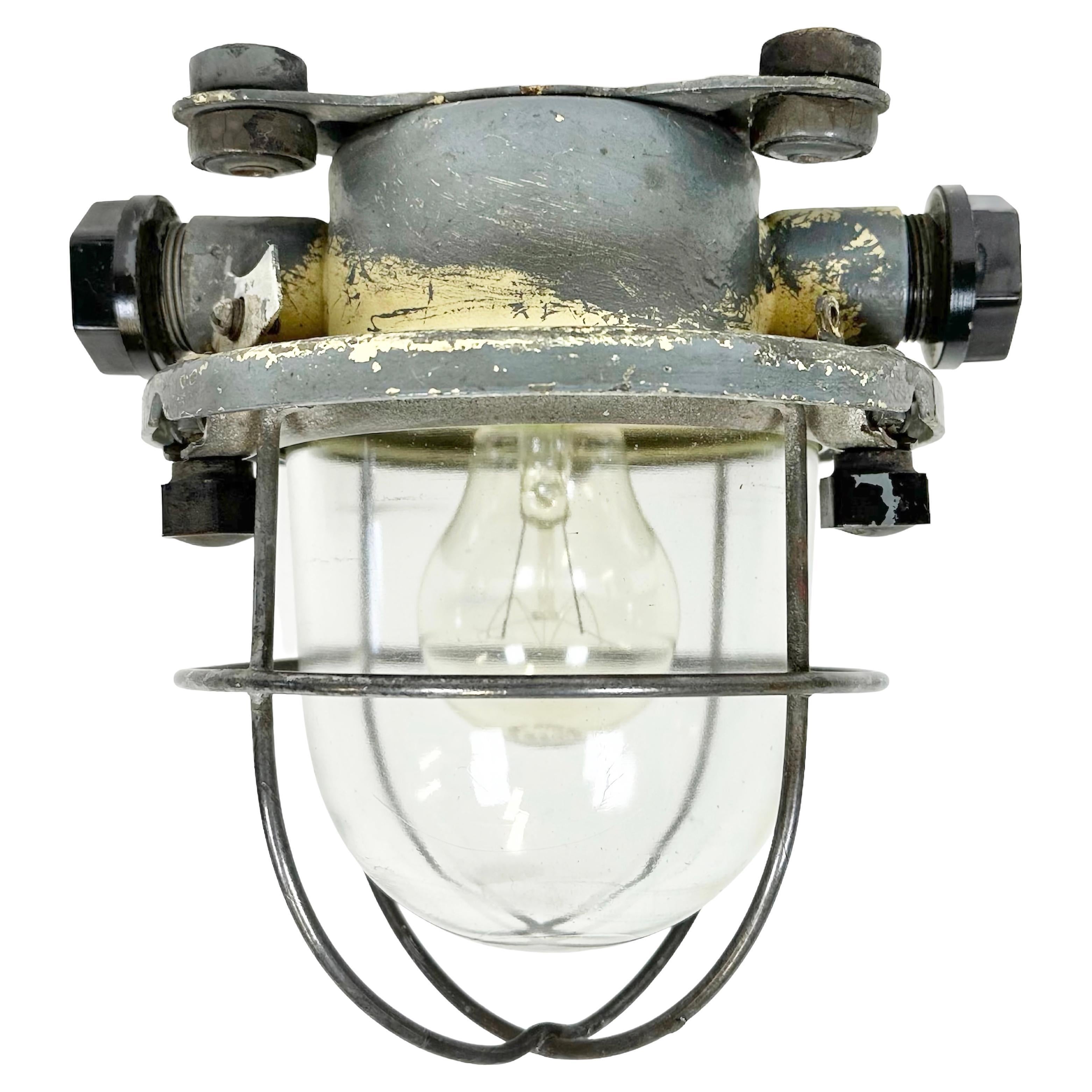 Vintage Soviet Ship Ceiling or Wall Cage Light, 1960s For Sale
