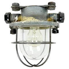 Retro Soviet Ship Ceiling or Wall Cage Light, 1960s